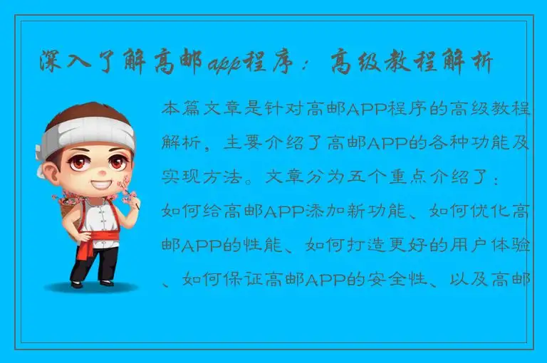 深入了解高邮app程序：高级教程解析