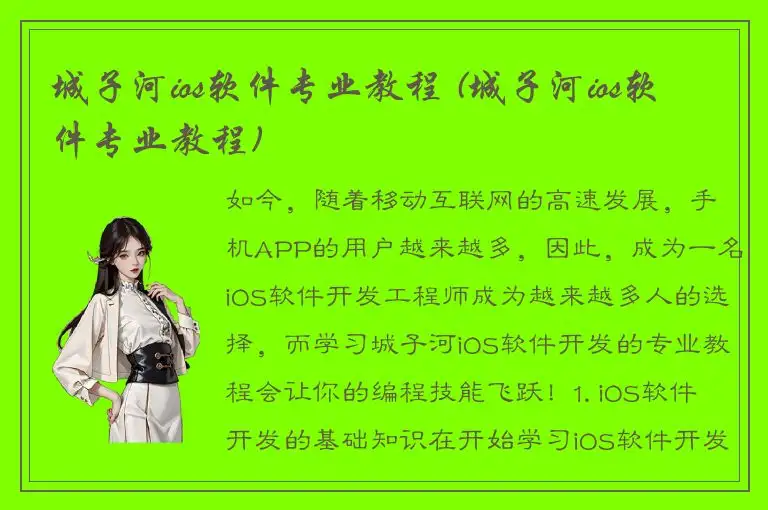 城子河ios软件专业教程 (城子河ios软件专业教程)