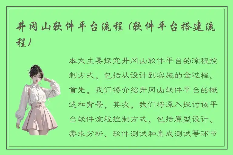 井冈山软件平台流程 (软件平台搭建流程)