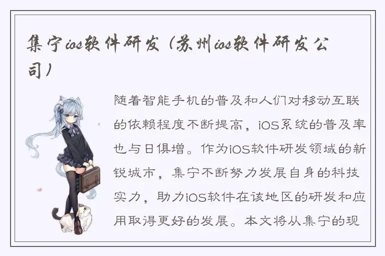 集宁ios软件研发 (苏州ios软件研发公司)