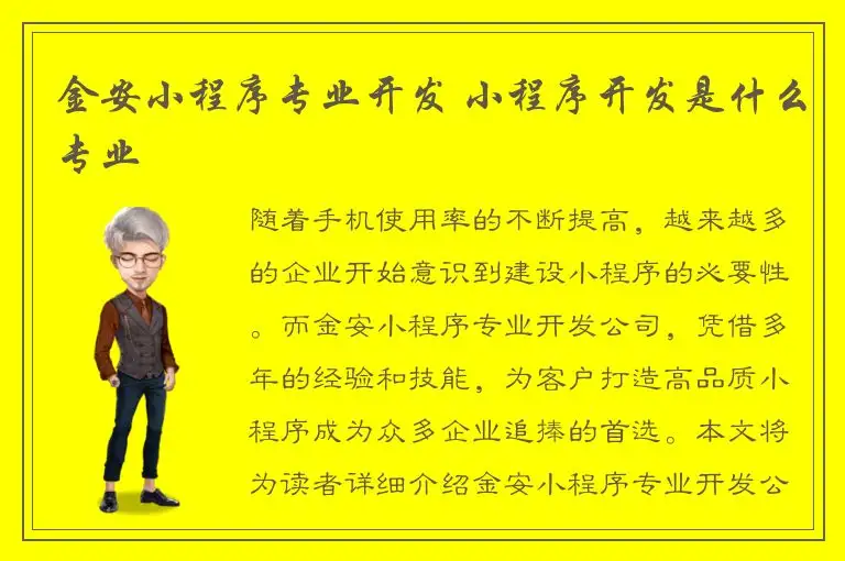 金安小程序专业开发 小程序开发是什么专业