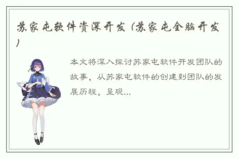 苏家屯软件资深开发 (苏家屯全脑开发)