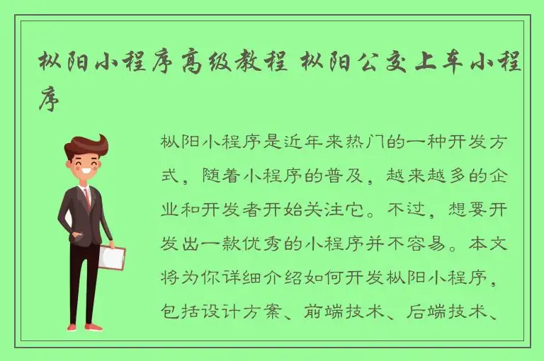 枞阳小程序高级教程 枞阳公交上车小程序