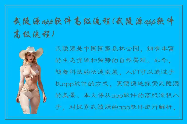 武陵源app软件高级流程(武陵源app软件高级流程)