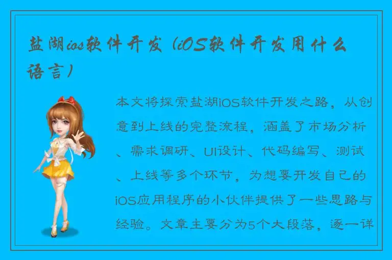 盐湖ios软件开发 (iOS软件开发用什么语言)