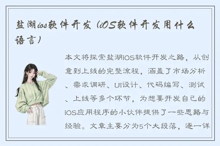 盐湖ios软件开发 (iOS软件开发用什么语言)