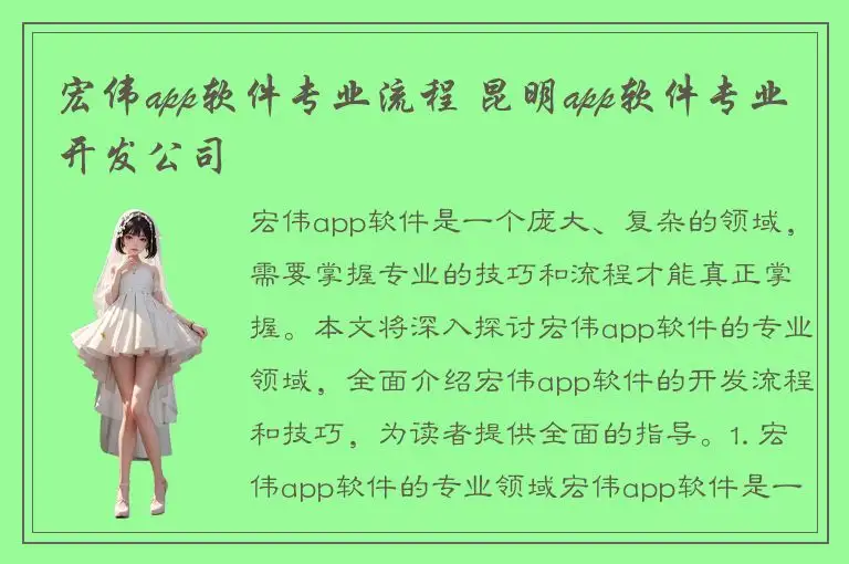 宏伟app软件专业流程 昆明app软件专业开发公司