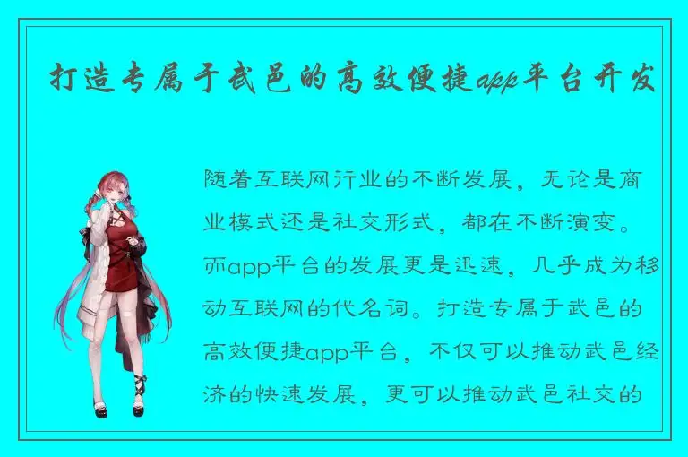 打造专属于武邑的高效便捷app平台开发