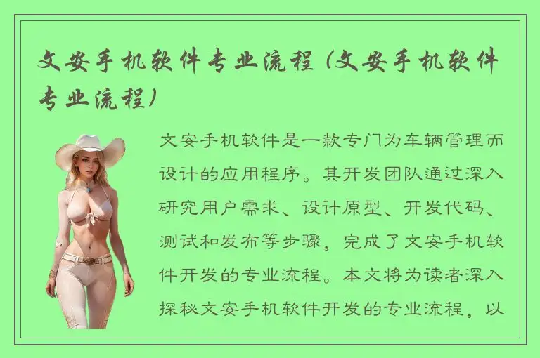 文安手机软件专业流程 (文安手机软件专业流程)