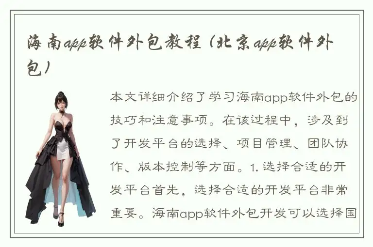 海南app软件外包教程 (北京app软件外包)