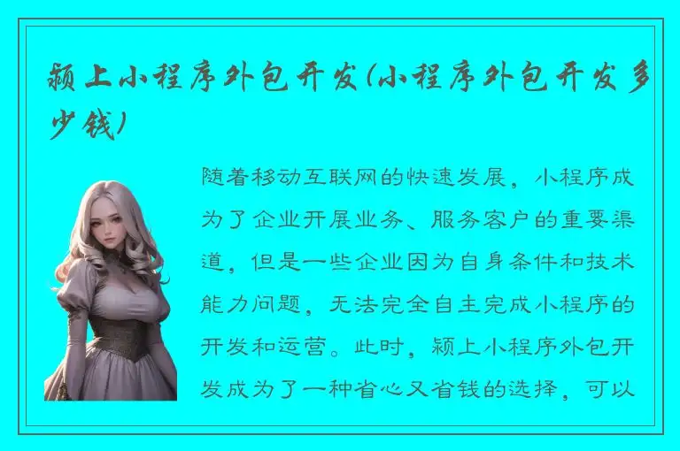 颍上小程序外包开发(小程序外包开发多少钱)
