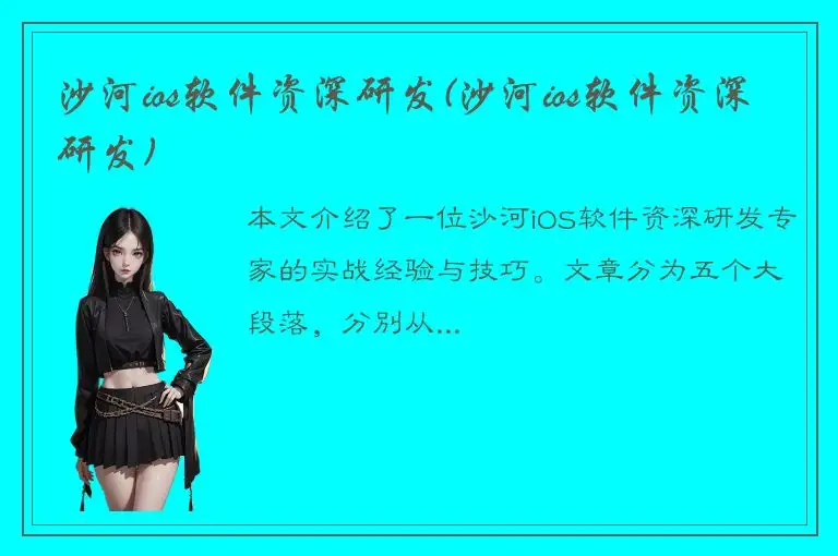 沙河ios软件资深研发(沙河ios软件资深研发)