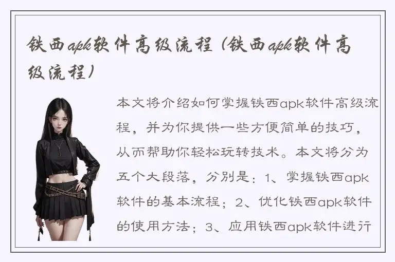 铁西apk软件高级流程 (铁西apk软件高级流程)