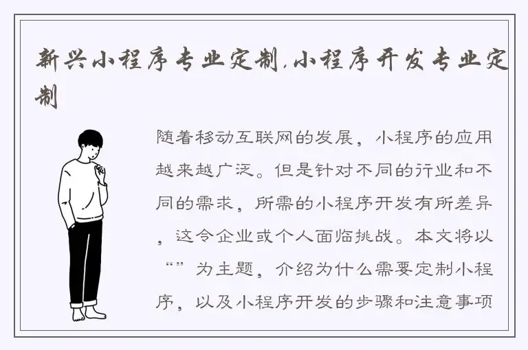 新兴小程序专业定制,小程序开发专业定制