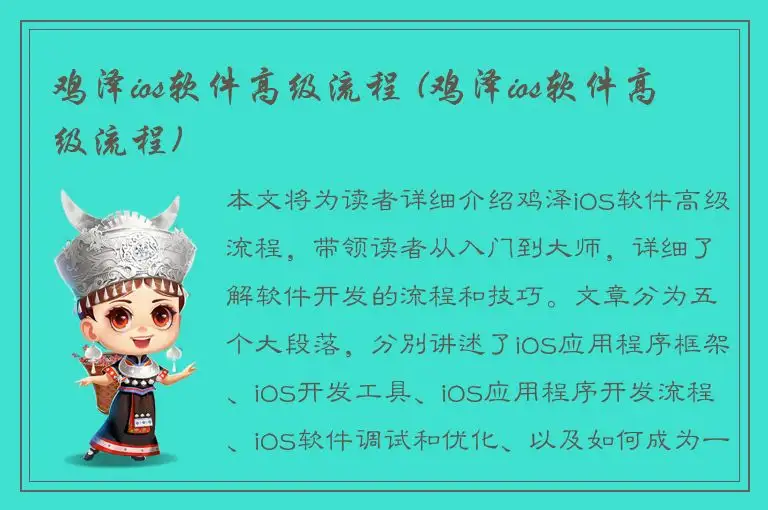 鸡泽ios软件高级流程 (鸡泽ios软件高级流程)