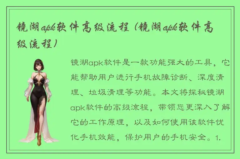 镜湖apk软件高级流程 (镜湖apk软件高级流程)