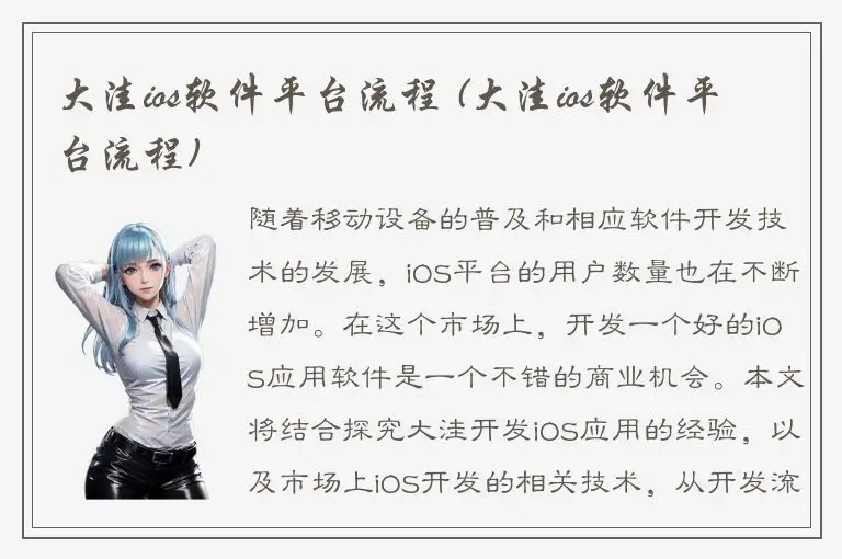 大洼ios软件平台流程 (大洼ios软件平台流程)