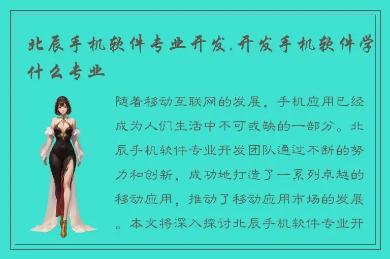 北辰手机软件专业开发,开发手机软件学什么专业