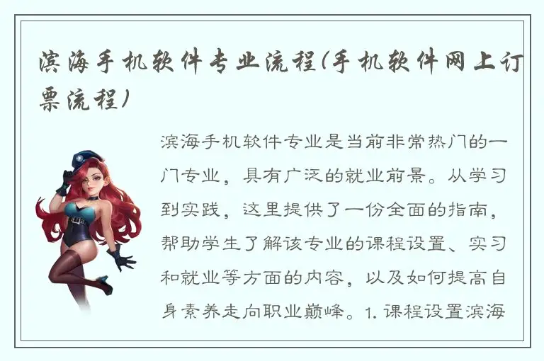 滨海手机软件专业流程(手机软件网上订票流程)