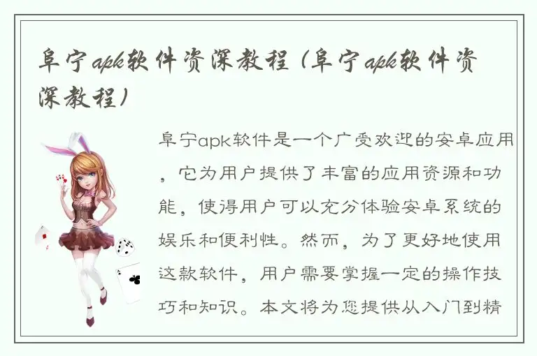 阜宁apk软件资深教程 (阜宁apk软件资深教程)