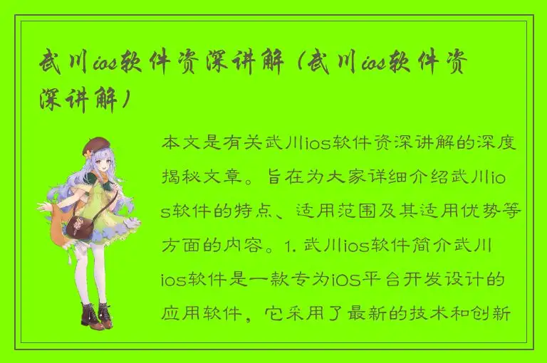 武川ios软件资深讲解 (武川ios软件资深讲解)