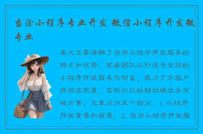 当涂小程序专业开发 微信小程序开发微专业