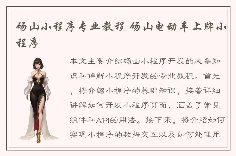 砀山小程序专业教程 砀山电动车上牌小程序