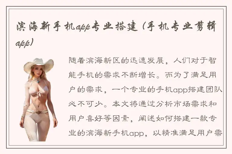 滨海新手机app专业搭建 (手机专业剪辑app)