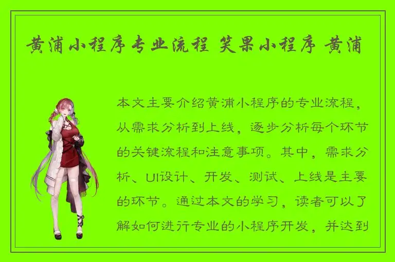 黄浦小程序专业流程 笑果小程序 黄浦