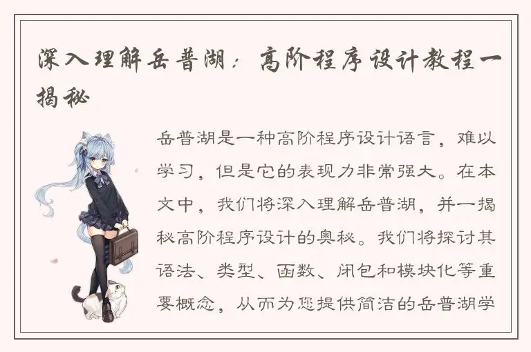 深入理解岳普湖：高阶程序设计教程一揭秘