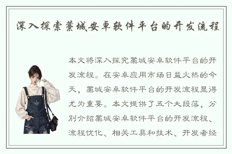深入探索藁城安卓软件平台的开发流程