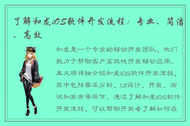 了解和龙iOS软件开发流程：专业、简洁、高效