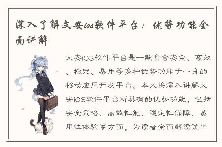 深入了解文安ios软件平台：优势功能全面讲解