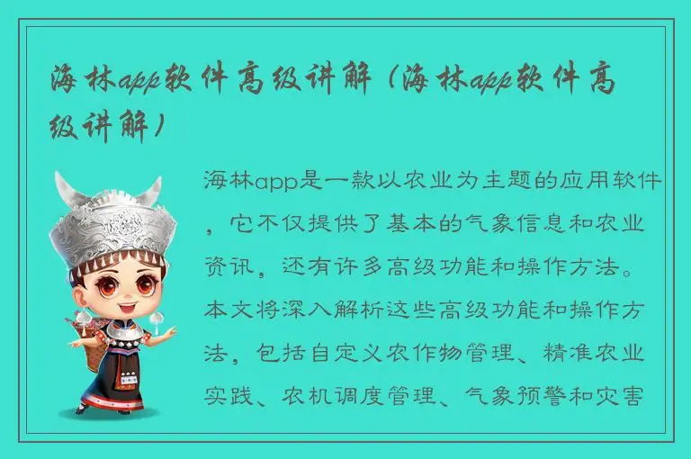 海林app软件高级讲解 (海林app软件高级讲解)