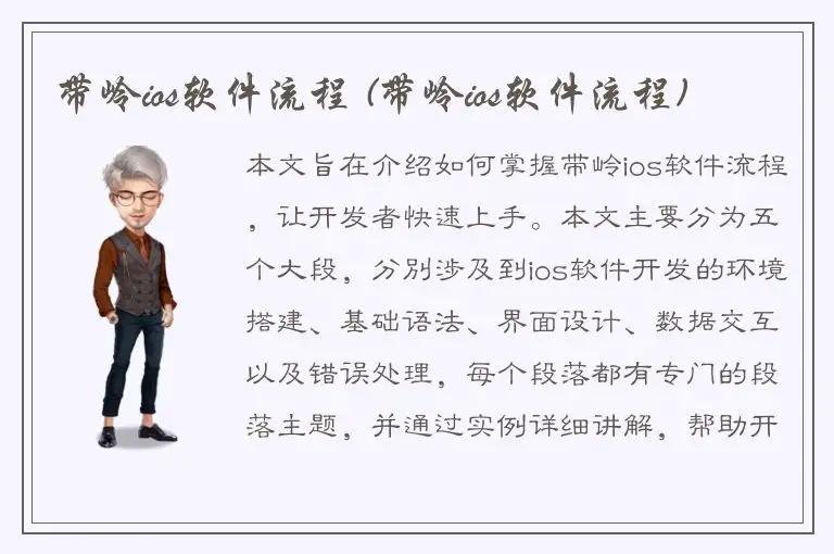 带岭ios软件流程 (带岭ios软件流程)