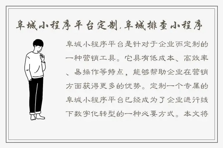 阜城小程序平台定制,阜城排查小程序