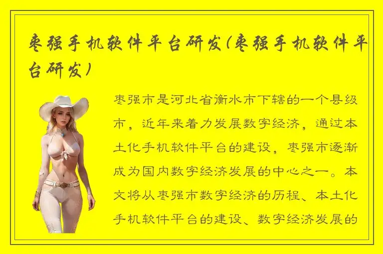 枣强手机软件平台研发(枣强手机软件平台研发)