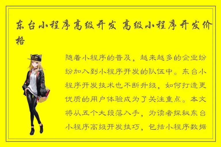 东台小程序高级开发 高级小程序开发价格