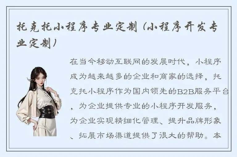 托克托小程序专业定制 (小程序开发专业定制)