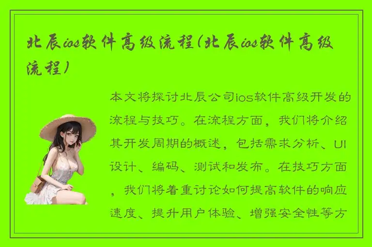 北辰ios软件高级流程(北辰ios软件高级流程)