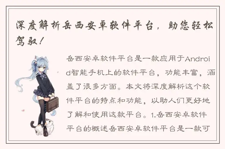 深度解析岳西安卓软件平台，助您轻松驾驭！