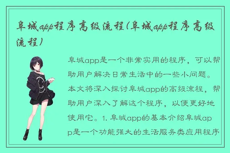 阜城app程序高级流程(阜城app程序高级流程)