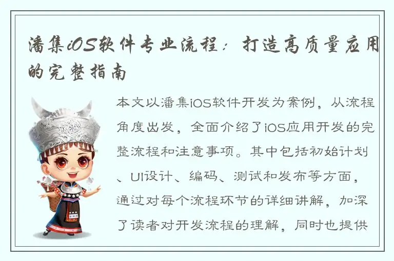 潘集iOS软件专业流程：打造高质量应用的完整指南
