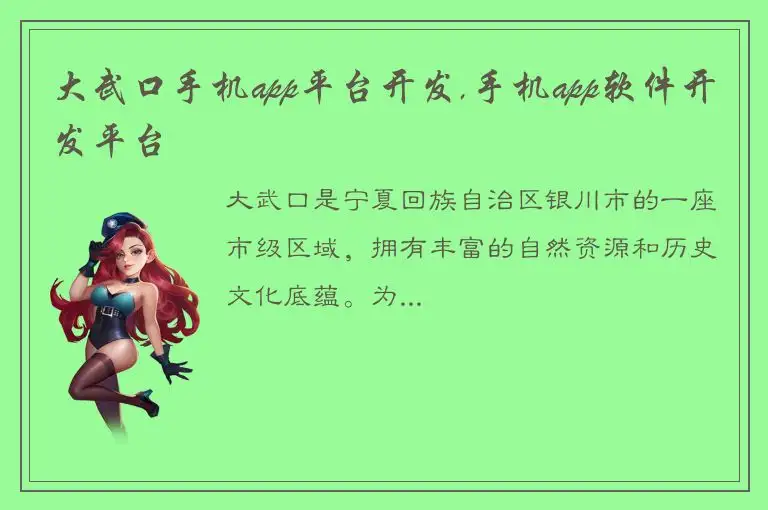 大武口手机app平台开发,手机app软件开发平台