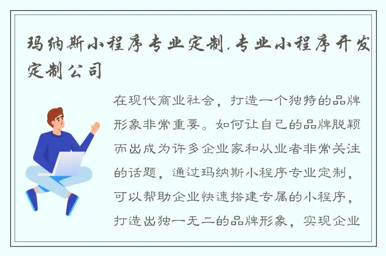 玛纳斯小程序专业定制,专业小程序开发定制公司