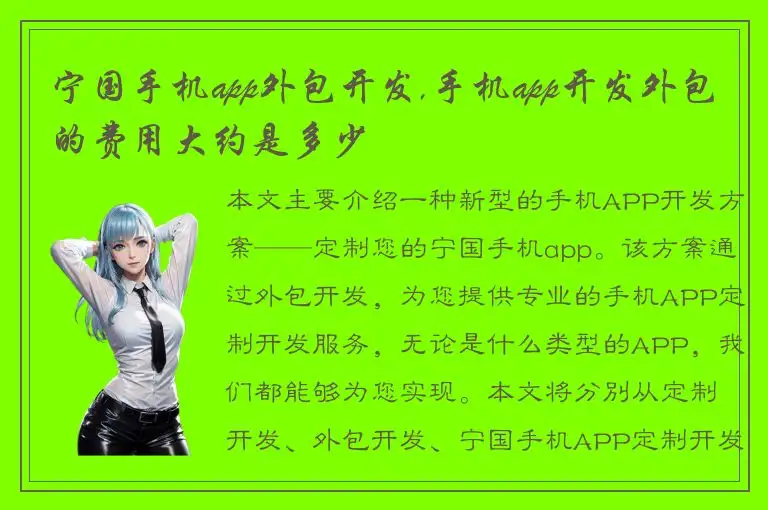 宁国手机app外包开发,手机app开发外包的费用大约是多少