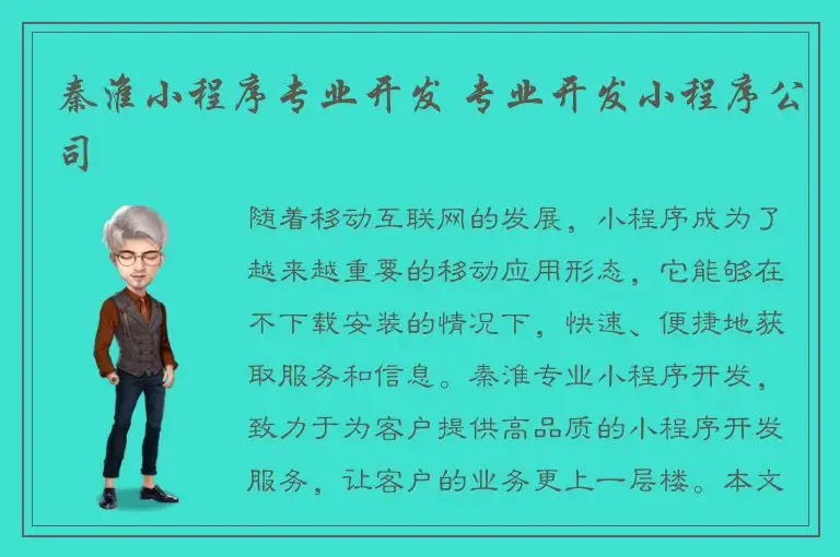 秦淮小程序专业开发 专业开发小程序公司