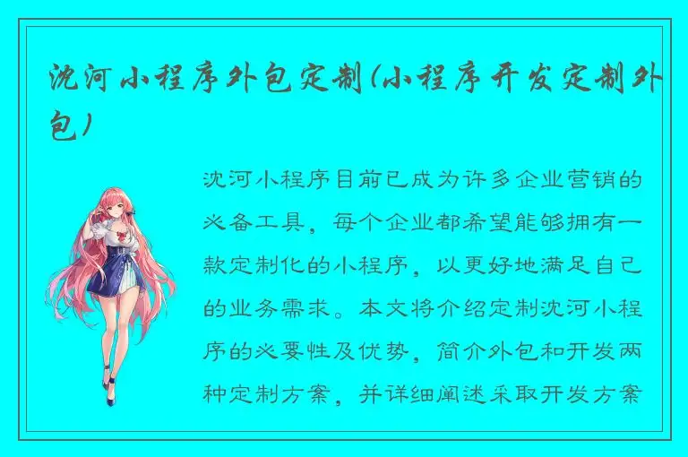沈河小程序外包定制(小程序开发定制外包)