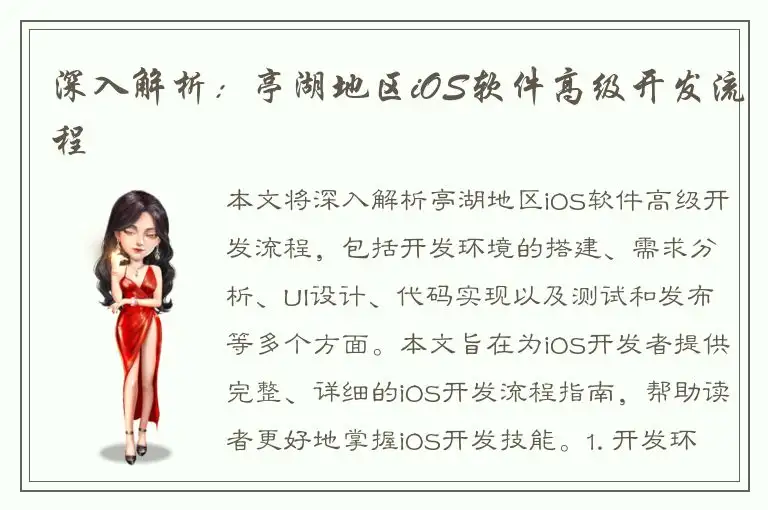 深入解析：亭湖地区iOS软件高级开发流程