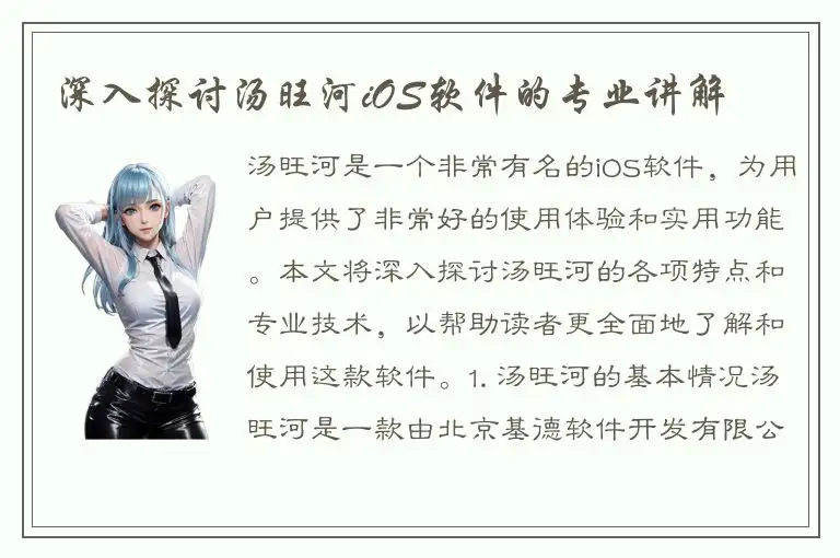 深入探讨汤旺河iOS软件的专业讲解